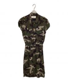 CELINE（セリーヌ）の古着「半袖ワンピース」｜グリーン×ベージュ