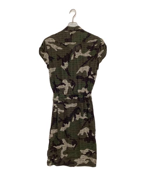 CELINE（セリーヌ）CELINE (セリーヌ) 半袖ワンピース グリーン×ベージュ サイズ:34の古着・服飾アイテム