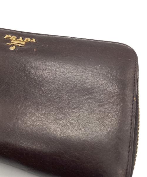 PRADA（プラダ）PRADA (プラダ) ラウンドファスナー長財布 ブラウンの古着・服飾アイテム