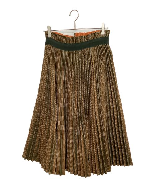sacai（サカイ）sacai (サカイ) プリーツロングスカート オレンジ×グリーン サイズ:1の古着・服飾アイテム