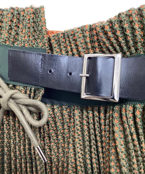 sacai（サカイ）sacai (サカイ) プリーツロングスカート オレンジ×グリーン サイズ:1の古着・服飾アイテム