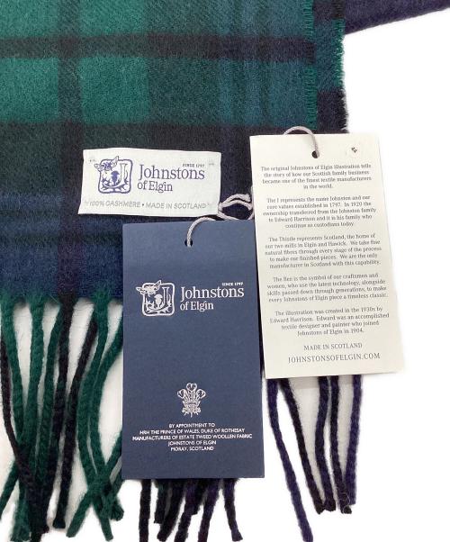 JOHNSTONS OF ELGIN（ジョンストンズオブエルガン）JOHNSTONS OF ELGIN (ジョンストンズオブエルガン) マフラー グリーン×ネイビー 未使用品の古着・服飾アイテム