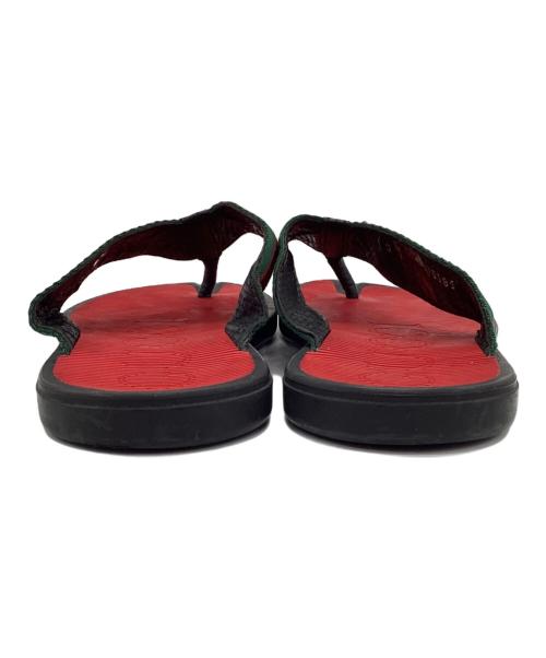 GUCCI（グッチ）GUCCI (グッチ) ビーチサンダル ブラック×レッド×グリーン サイズ:6の古着・服飾アイテム