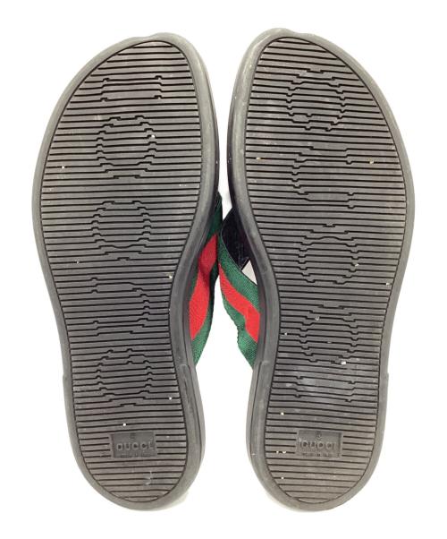 GUCCI（グッチ）GUCCI (グッチ) ビーチサンダル ブラック×レッド×グリーン サイズ:6の古着・服飾アイテム