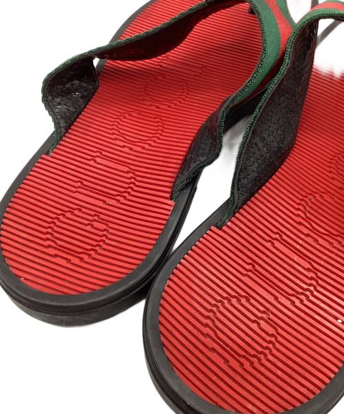 GUCCI（グッチ）GUCCI (グッチ) ビーチサンダル ブラック×レッド×グリーン サイズ:6の古着・服飾アイテム