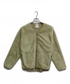 DANTONダントン）の古着「ハイパイル Vネックフリースカーディガン」｜グリーン