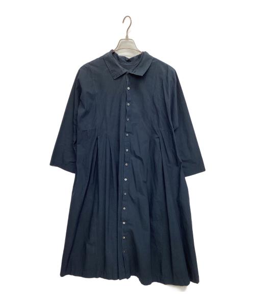 nest Robe（ネストローブ）nest Robe (ネストローブ) コットンラミーブロードハイネックワンピース ネイビー サイズ:Freeの古着・服飾アイテム