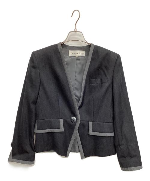 Christian Dior（クリスチャン ディオール）Christian Dior (クリスチャン ディオール) ノーカラージャケット グレー サイズ:Ｍの古着・服飾アイテム