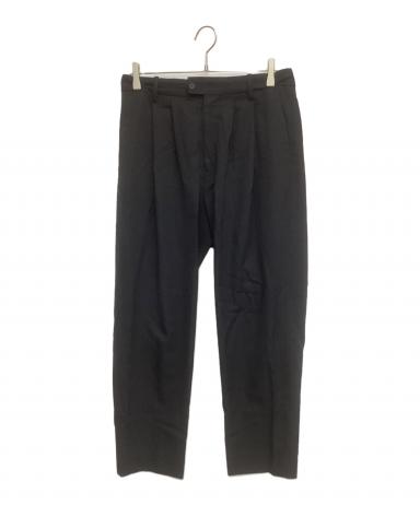 stein ブラック スラックス 中古・古着通販】stein (シュタイン) 2タックスラックスパンツ