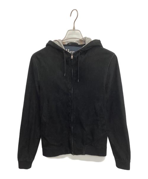 HERNO（ヘルノ）HERNO (ヘルノ) ボンディングスウェードフーデッドブルゾン ブラック サイズ:42の古着・服飾アイテム