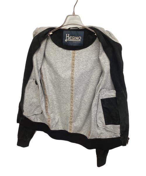 HERNO（ヘルノ）HERNO (ヘルノ) ボンディングスウェードフーデッドブルゾン ブラック サイズ:42の古着・服飾アイテム