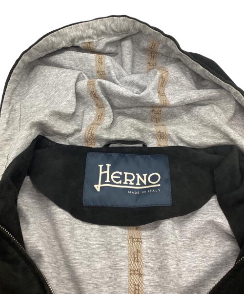 HERNO（ヘルノ）HERNO (ヘルノ) ボンディングスウェードフーデッドブルゾン ブラック サイズ:42の古着・服飾アイテム