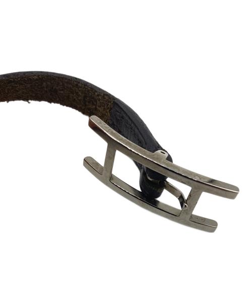 HERMES（エルメス）HERMES (エルメス) レザーブレスレット シルバー×ブラックの古着・服飾アイテム