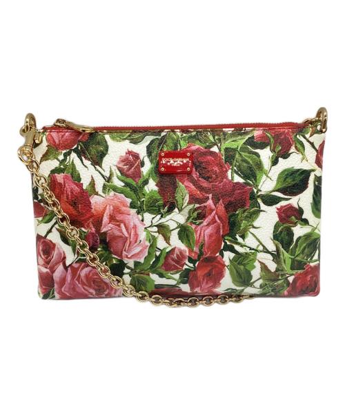 DOLCE & GABBANA（ドルチェ＆ガッバーナ）DOLCE & GABBANA (ドルチェ＆ガッバーナ) チェーンショルダーバッグ ホワイト×レッドの古着・服飾アイテム