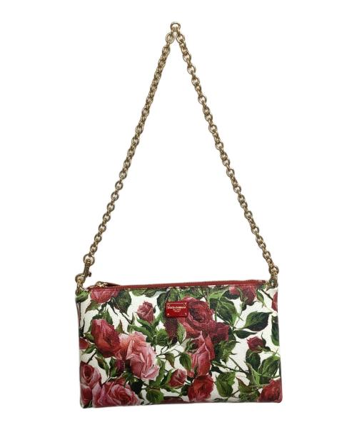 DOLCE & GABBANA（ドルチェ＆ガッバーナ）DOLCE & GABBANA (ドルチェ＆ガッバーナ) チェーンショルダーバッグ ホワイト×レッドの古着・服飾アイテム