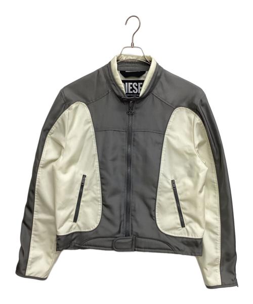 DIESEL（ディーゼル）DIESEL (ディーゼル) ジップジャケット グレー×ホワイト サイズ:52の古着・服飾アイテム
