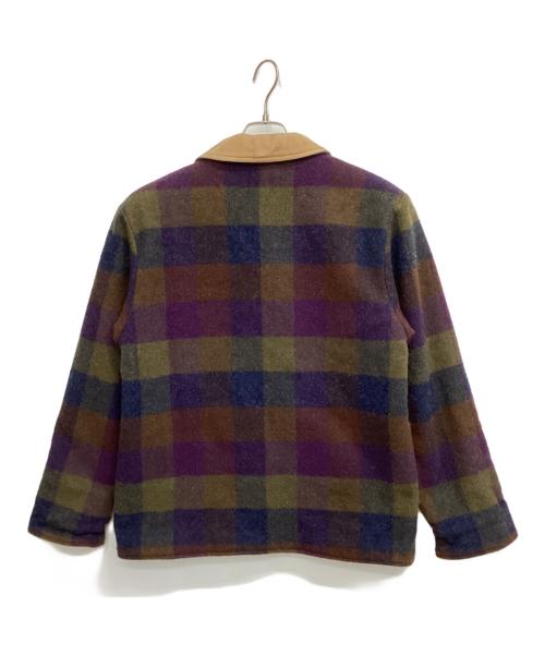 L.L.Bean（エルエルビーン）L.L.Bean (エルエルビーン) ウールチェックコート パープル×グリーン サイズ:Mの古着・服飾アイテム