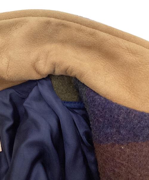 L.L.Bean（エルエルビーン）L.L.Bean (エルエルビーン) ウールチェックコート パープル×グリーン サイズ:Mの古着・服飾アイテム