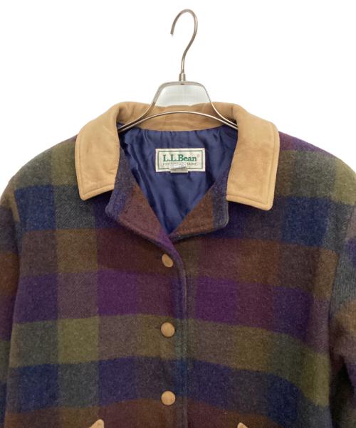 L.L.Bean（エルエルビーン）L.L.Bean (エルエルビーン) ウールチェックコート パープル×グリーン サイズ:Mの古着・服飾アイテム