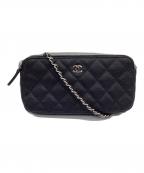 CHANELシャネル）の古着「マトラッセ Wファスナーチェーンウォレット」｜ブラック