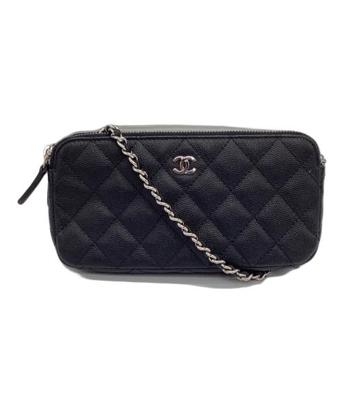 CHANEL（シャネル）CHANEL (シャネル) マトラッセ Wファスナーチェーンウォレット ブラックの古着・服飾アイテム