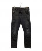 DIESELディーゼル）の古着「ダメージ加工デニムパンツ」｜ブラック