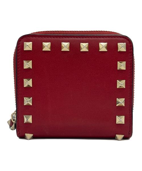 VALENTINO GARAVANI（ヴァレンティノ・ガラヴァーニ）VALENTINO GARAVANI (ヴァレンティノ・ガラヴァーニ) スタッズコンパクトウォレット レッドの古着・服飾アイテム