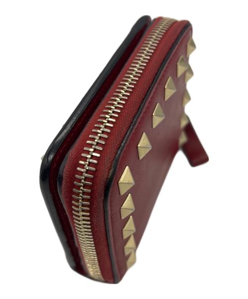 VALENTINO GARAVANI（ヴァレンティノ・ガラヴァーニ）VALENTINO GARAVANI (ヴァレンティノ・ガラヴァーニ) スタッズコンパクトウォレット レッドの古着・服飾アイテム