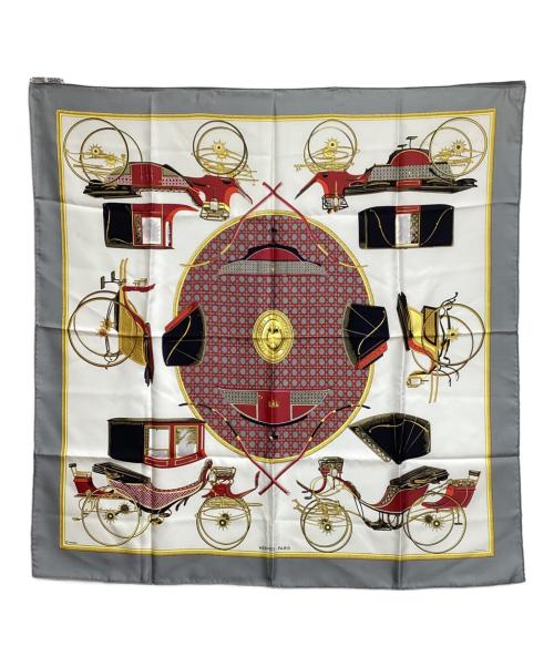 HERMES（エルメス）HERMES (エルメス) カレ90 ホワイト×グレーの古着・服飾アイテム