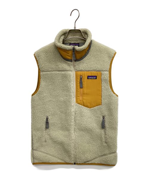 Patagonia（パタゴニア）Patagonia (パタゴニア) フリースベスト ベージュ×イエロー サイズ:Sの古着・服飾アイテム
