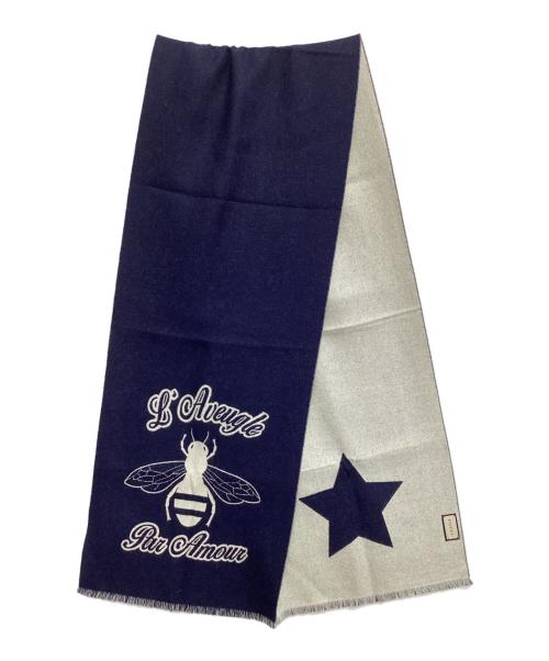 GUCCI（グッチ）GUCCI (グッチ) ウールマフラー ネイビー×ホワイトの古着・服飾アイテム