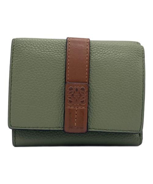 LOEWE（ロエベ）LOEWE (ロエベ) コンパクトウォレット 黄緑×ブラウンの古着・服飾アイテム