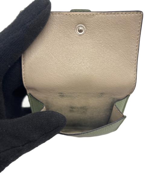 LOEWE（ロエベ）LOEWE (ロエベ) コンパクトウォレット 黄緑×ブラウンの古着・服飾アイテム