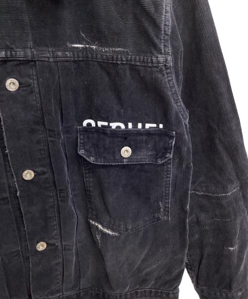 SEQUEL（シークエル）SEQUEL (シークエル) FRAGMENT DESIGN (フラグメントデザイン) DAMAGE CORDUROY JACKET ブラック サイズ:Mの古着・服飾アイテム