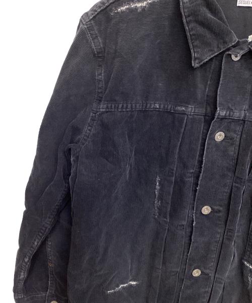 SEQUEL（シークエル）SEQUEL (シークエル) FRAGMENT DESIGN (フラグメントデザイン) DAMAGE CORDUROY JACKET ブラック サイズ:Mの古着・服飾アイテム