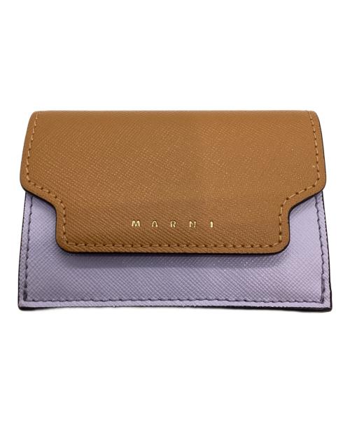 MARNI（マルニ）MARNI (マルニ) 3つ折り財布 ブラウン×パープルの古着・服飾アイテム