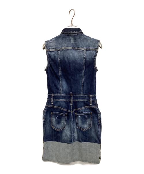 DSQUARED2（ディースクエアード）DSQUARED2 (ディースクエアード) ノースリーブワンピース ネイビー サイズ:40の古着・服飾アイテム