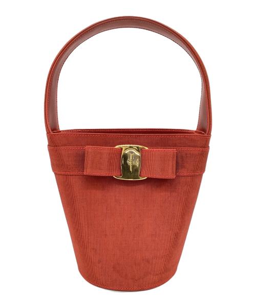 Salvatore Ferragamo（サルヴァトーレ フェラガモ）Salvatore Ferragamo (サルヴァトーレ フェラガモ) ヴァラリボンバケツバッグ レッドの古着・服飾アイテム
