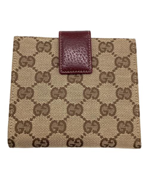 GUCCI（グッチ）GUCCI (グッチ) 2つ折り財布 ベージュ×ワインレッドの古着・服飾アイテム