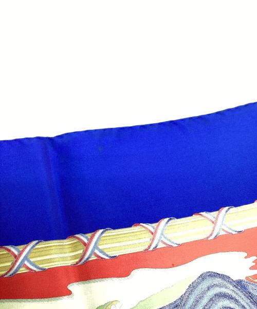 HERMES（エルメス）HERMES (エルメス) シルクスカーフ ブルー×レッドの古着・服飾アイテム