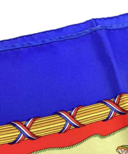 HERMES（エルメス）HERMES (エルメス) シルクスカーフ ブルー×レッドの古着・服飾アイテム