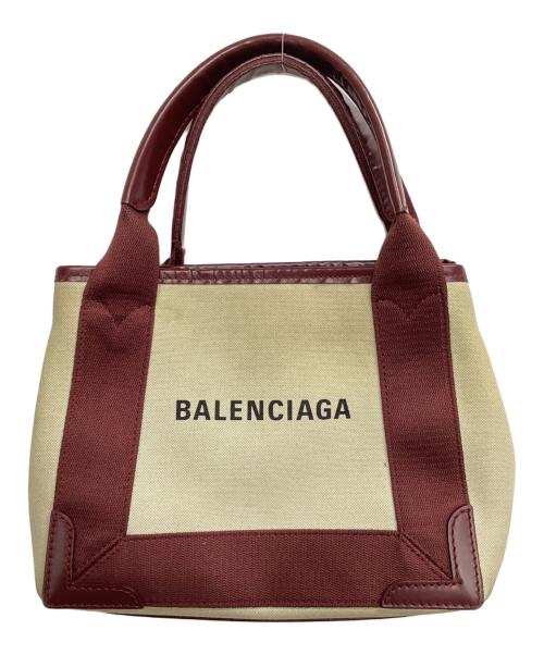 BALENCIAGA（バレンシアガ）BALENCIAGA (バレンシアガ) キャンバスショルダーバッグ ベージュ×ボルドーの古着・服飾アイテム