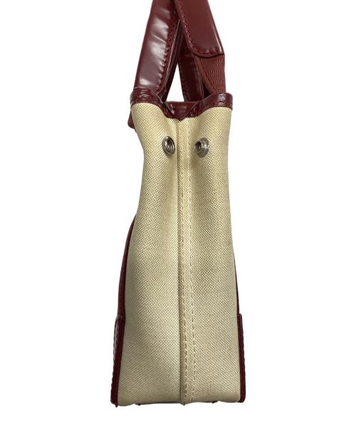 BALENCIAGA（バレンシアガ）BALENCIAGA (バレンシアガ) キャンバスショルダーバッグ ベージュ×ボルドーの古着・服飾アイテム