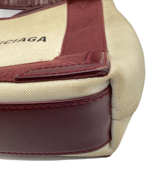 BALENCIAGA（バレンシアガ）BALENCIAGA (バレンシアガ) キャンバスショルダーバッグ ベージュ×ボルドーの古着・服飾アイテム