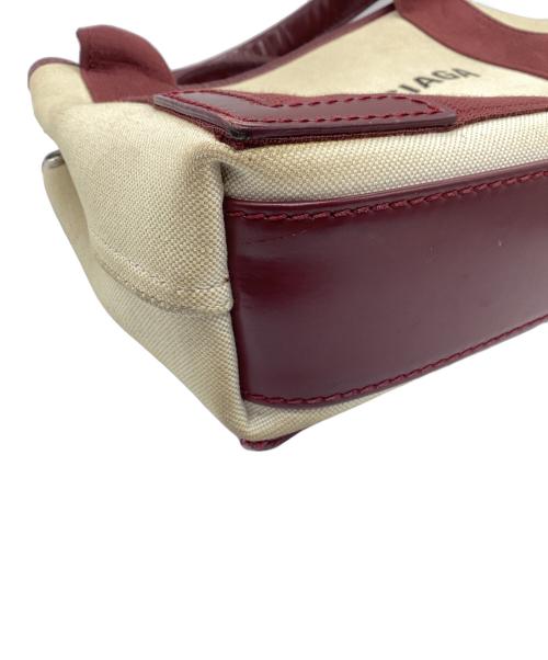 BALENCIAGA（バレンシアガ）BALENCIAGA (バレンシアガ) キャンバスショルダーバッグ ベージュ×ボルドーの古着・服飾アイテム