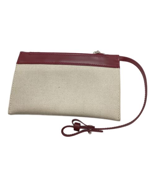 BALENCIAGA（バレンシアガ）BALENCIAGA (バレンシアガ) キャンバスショルダーバッグ ベージュ×ボルドーの古着・服飾アイテム