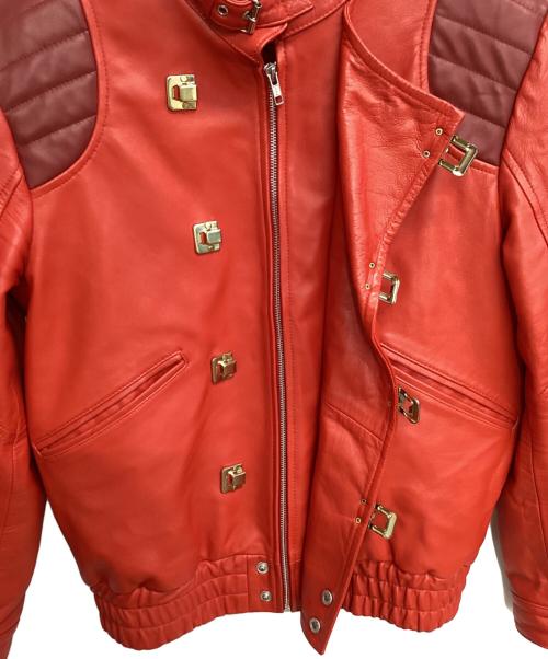 REAL LEATHER（リアルレザー）Real Leather (リアルレザー) レザージャケット レッド サイズ:Lの古着・服飾アイテム