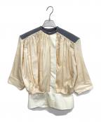 BALENCIAGAバレンシアガ）の古着「半袖ブラウス」｜ベージュ×グレー