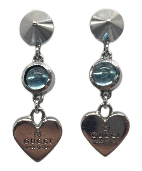 GUCCI（グッチ）GUCCI (グッチ) ハート/ブルーストーン　ピアス シルバー×ブルーの古着・服飾アイテム