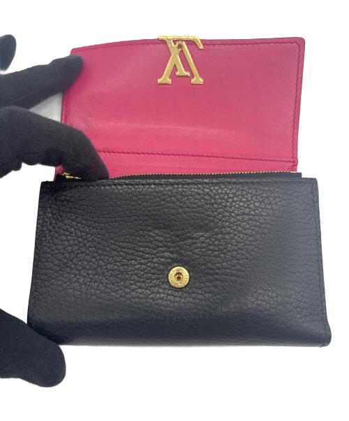 LOUIS VUITTON（ルイ ヴィトン）LOUIS VUITTON (ルイ ヴィトン) ポルトフォイユ・カプシーヌ コンパクト ブラック×ピンクの古着・服飾アイテム